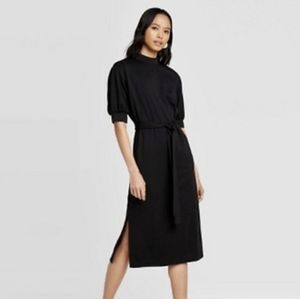 NWOT Who What Wear Black Turtleneck Dress with Tie Belt